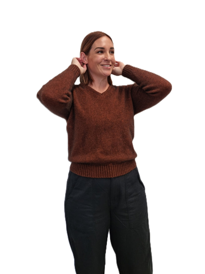 AOK Clothing rimu merino possum ladies vee neck jumper