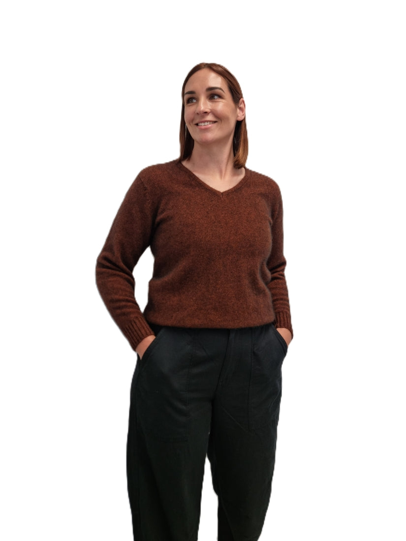 AOK Clothing rimu merino possum ladies vee neck jumper