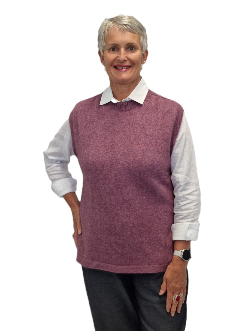 AOK Clothing Merino Possum Rib Neck Vest - Rosay