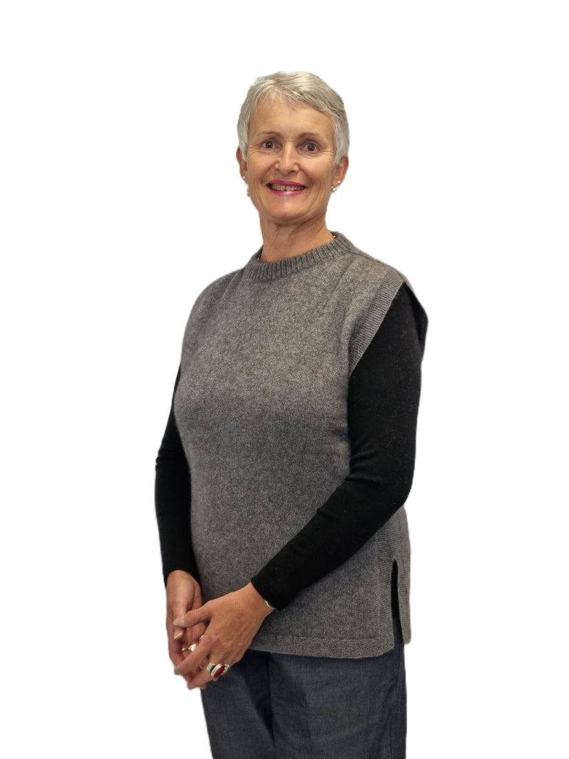 AOK Clothing Merino Possum Rib Neck Vest - Shale