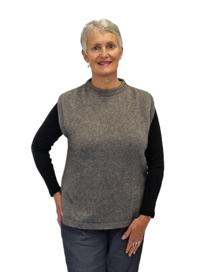 AOK Clothing Merino Possum Rib Neck Vest - Rosay