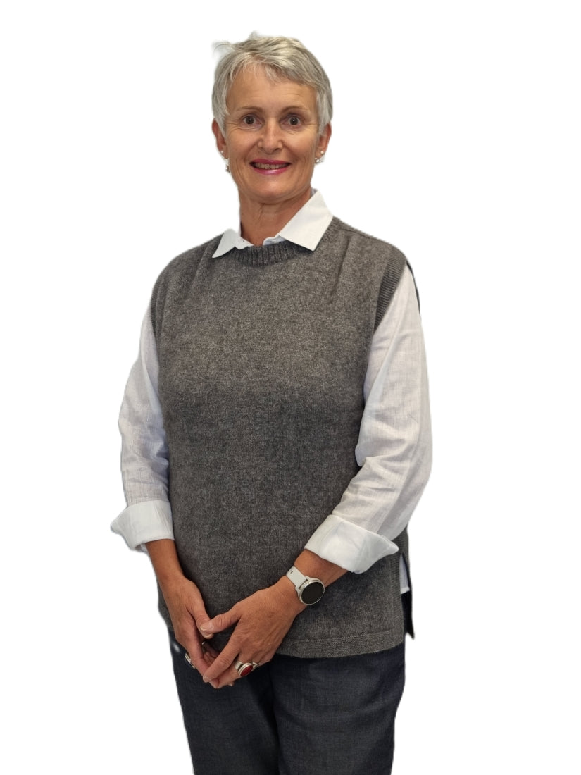 AOK Clothing Merino Possum Rib Neck Vest - Rosay