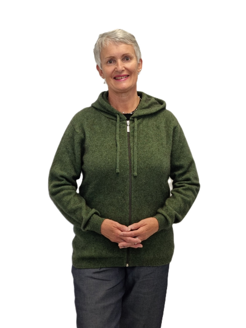 Merino Possum Zip Hoodie - Jungle green