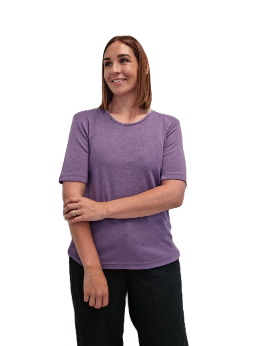 Merino Crew Short Sleeve Tee - orchid
