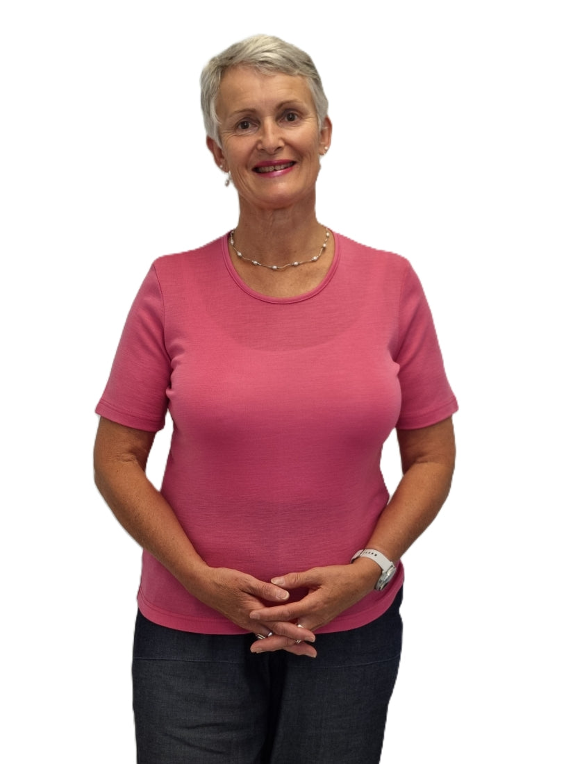 Merino Crew Short Sleeve Tee - peony