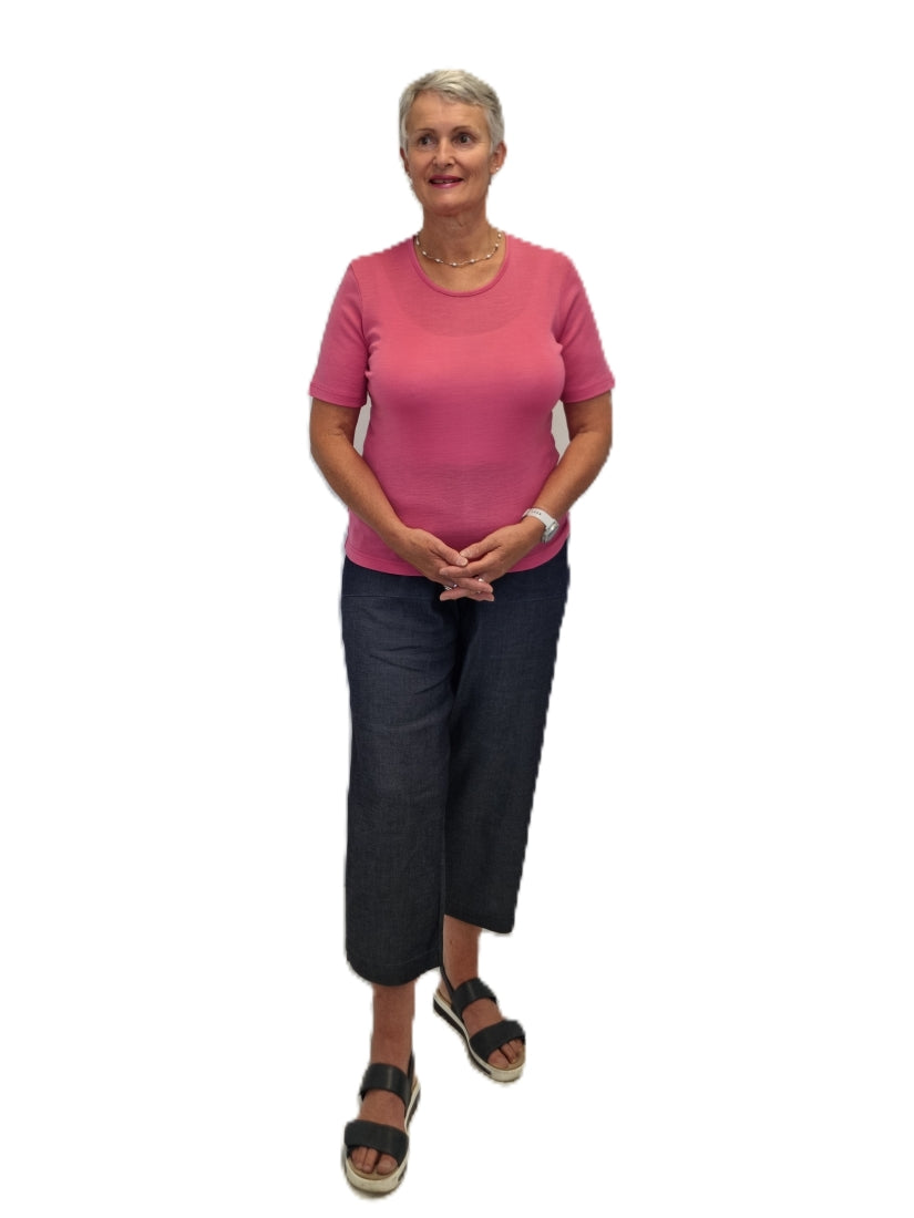 Merino Crew Short Sleeve Tee - peony