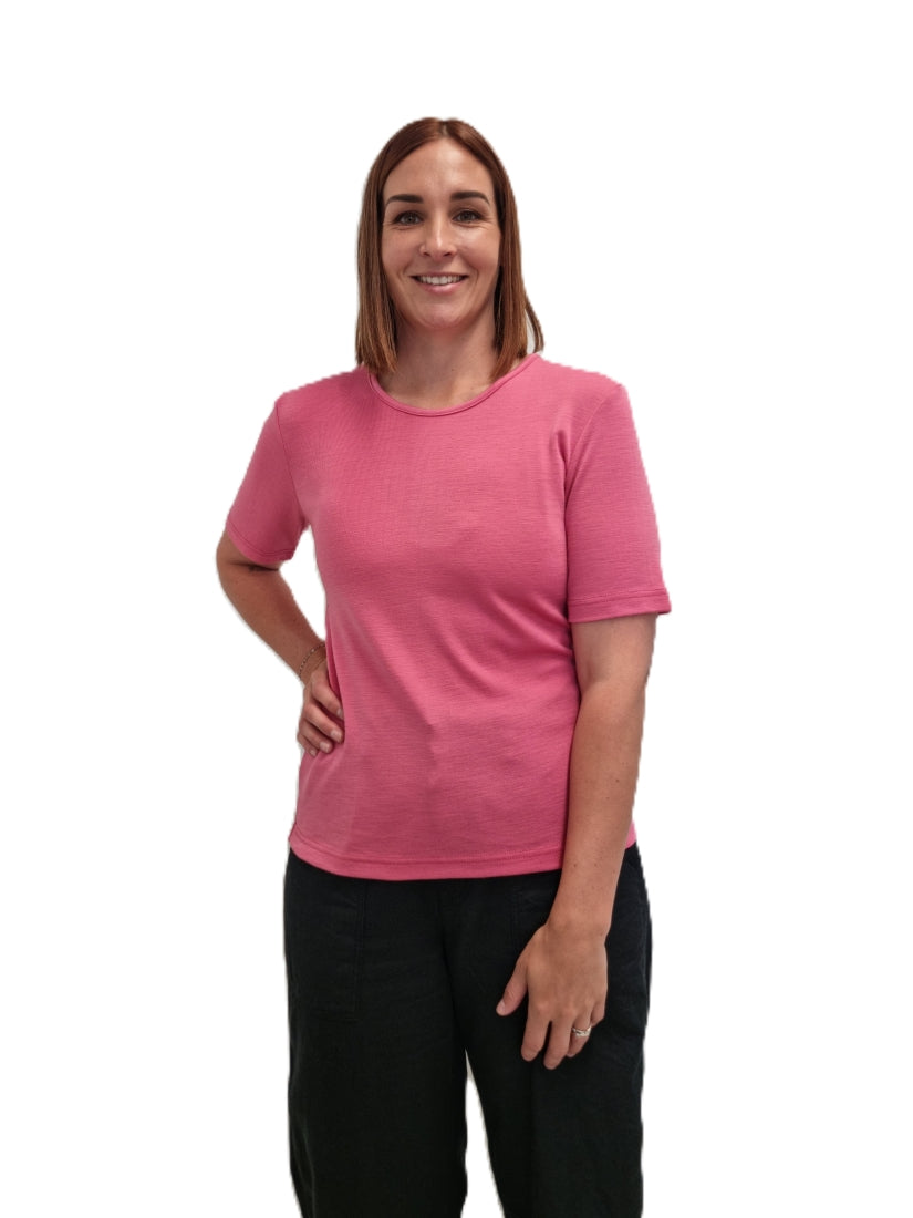 Merino Crew Short Sleeve Tee peony