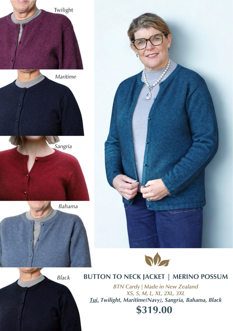Merino Possum Button to Neck Jacket