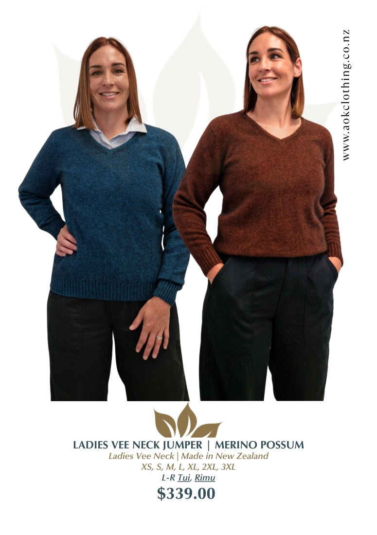 Merino Possum Ladies Vee Neck Jumper