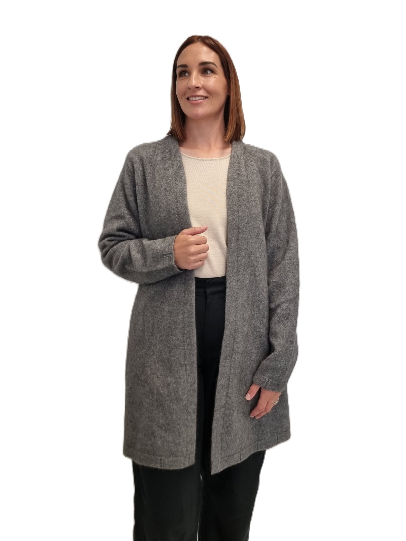 AOK Clothing Merino Possum Longline cardigan - shale