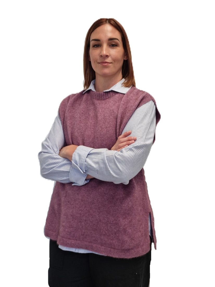 AOK Clothing Merino Possum Rib Neck Vest - Rosay