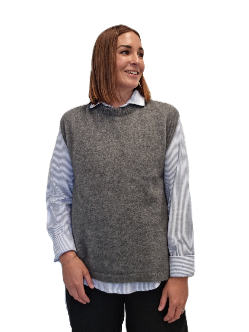 AOK Clothing Merino Possum Rib Neck Vest - Rosay