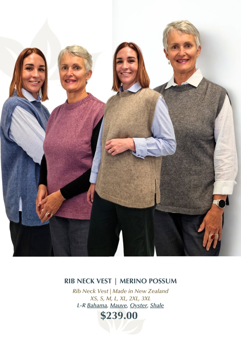 Merino Possum Rib Neck Vest