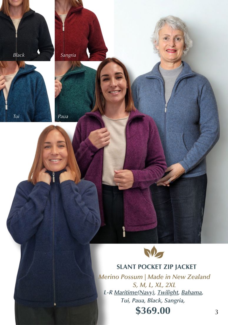 Merino Possum Slant Pocket Zip Jacket