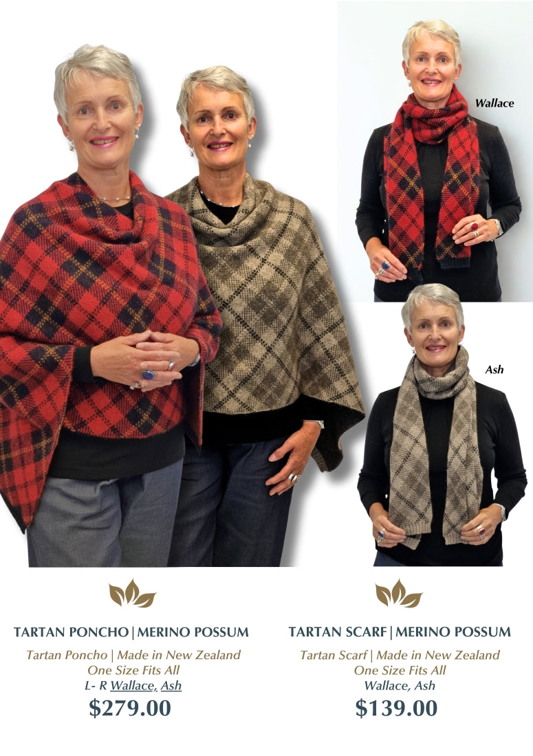 Merino Possum Tartan Poncho