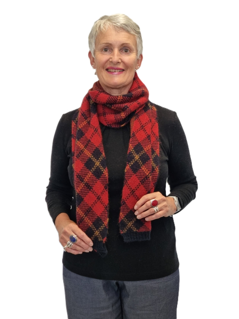 Merino Possum Tartan Scarf red
