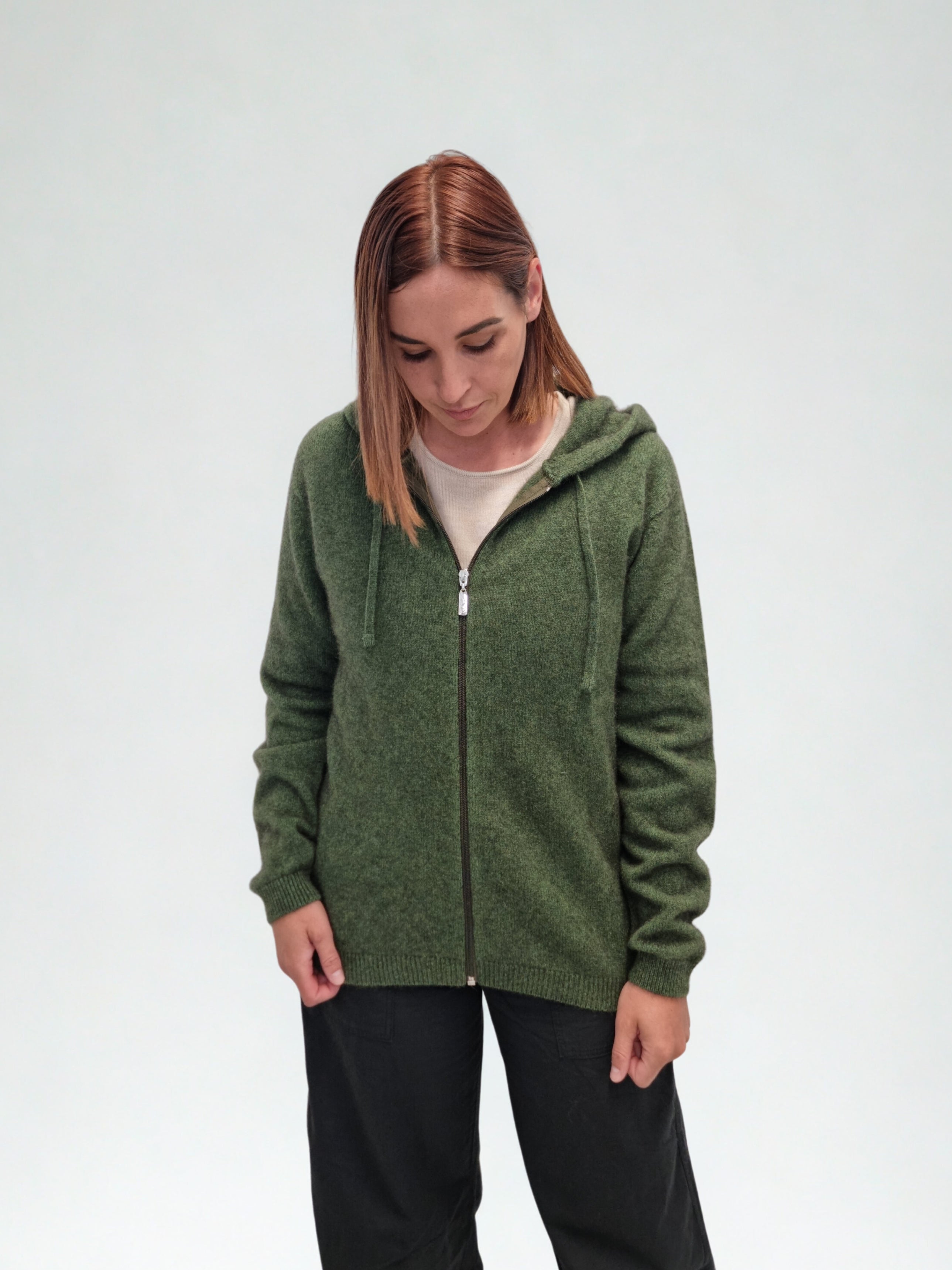 Merino Possum Zip Hoodie - Jungle green