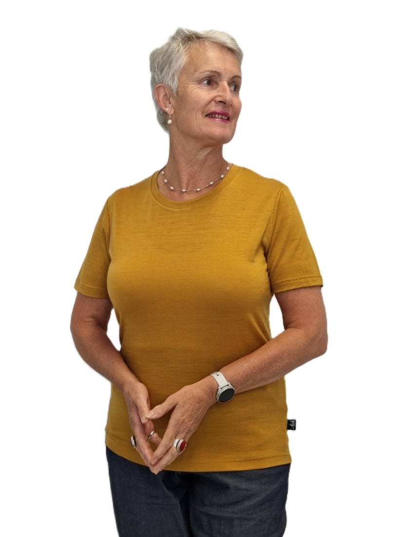 AOK clothing Merino tee Mustard Gold