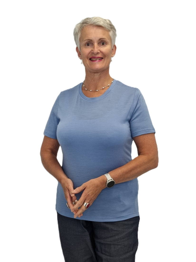 AOK clothing Merino tee Sky Blue