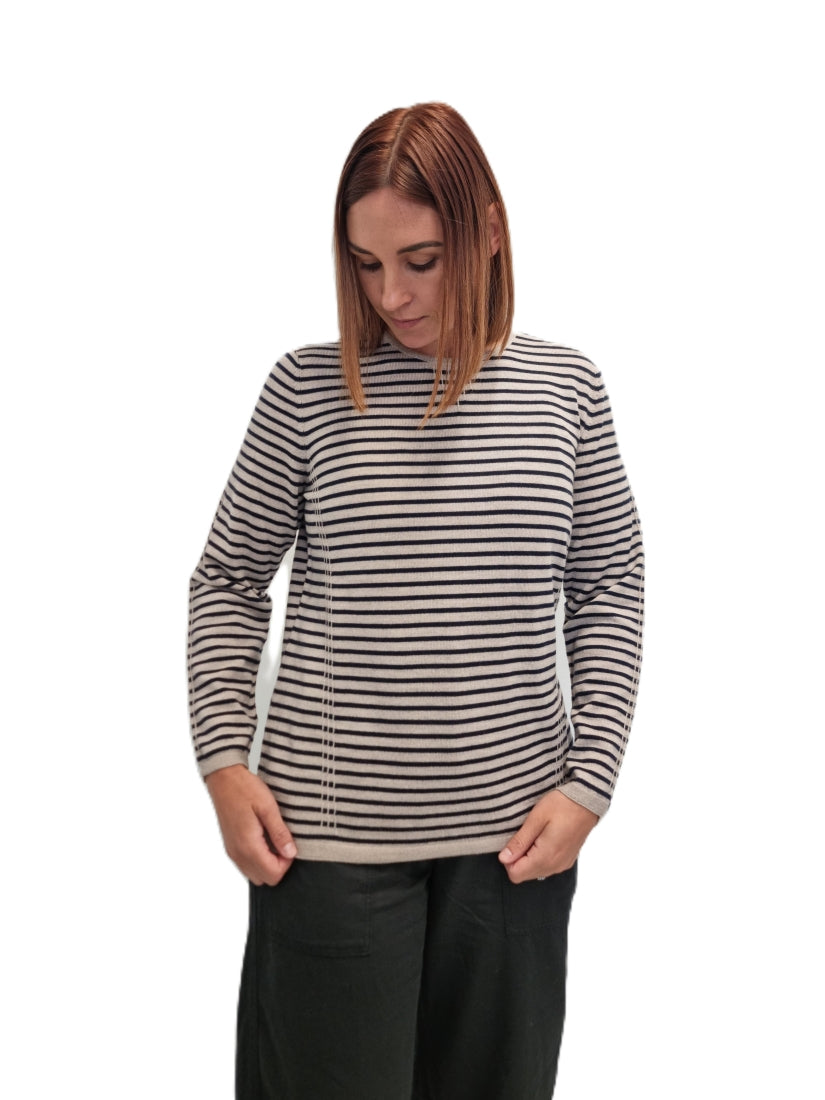 100% Extra Fine Super Soft Merino Tuck Stitch Stripe Jumper