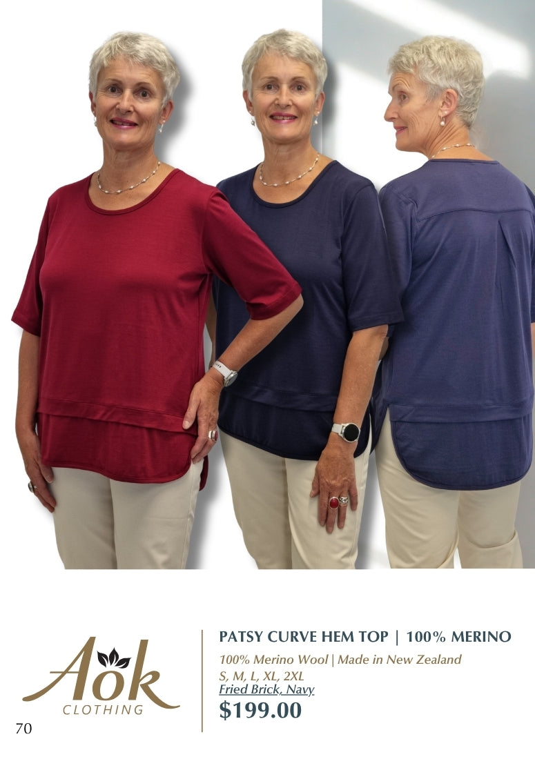 Patsy - 100% Merino Curve Hem Top