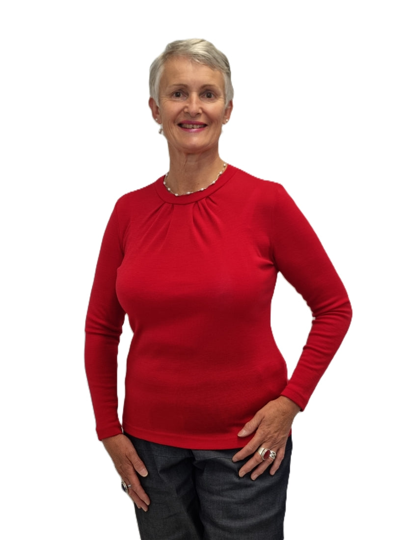 Pleat Neck Merino Crew/Turtle