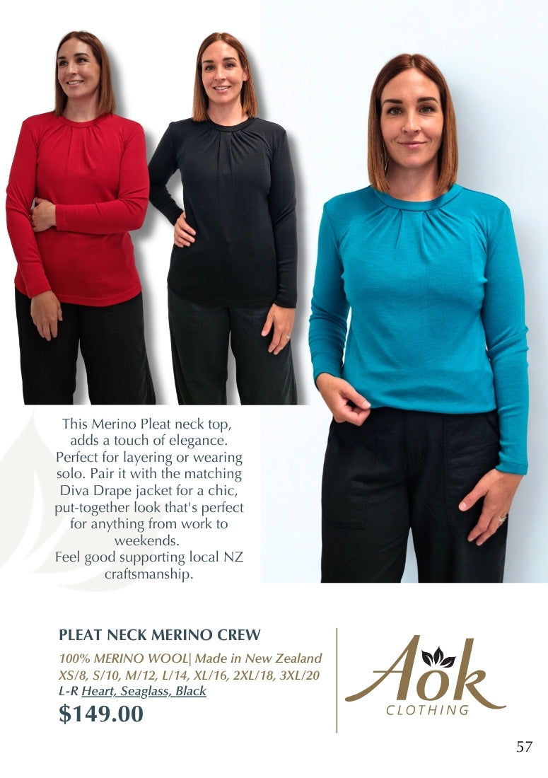 Pleat Neck Merino Crew/Turtle