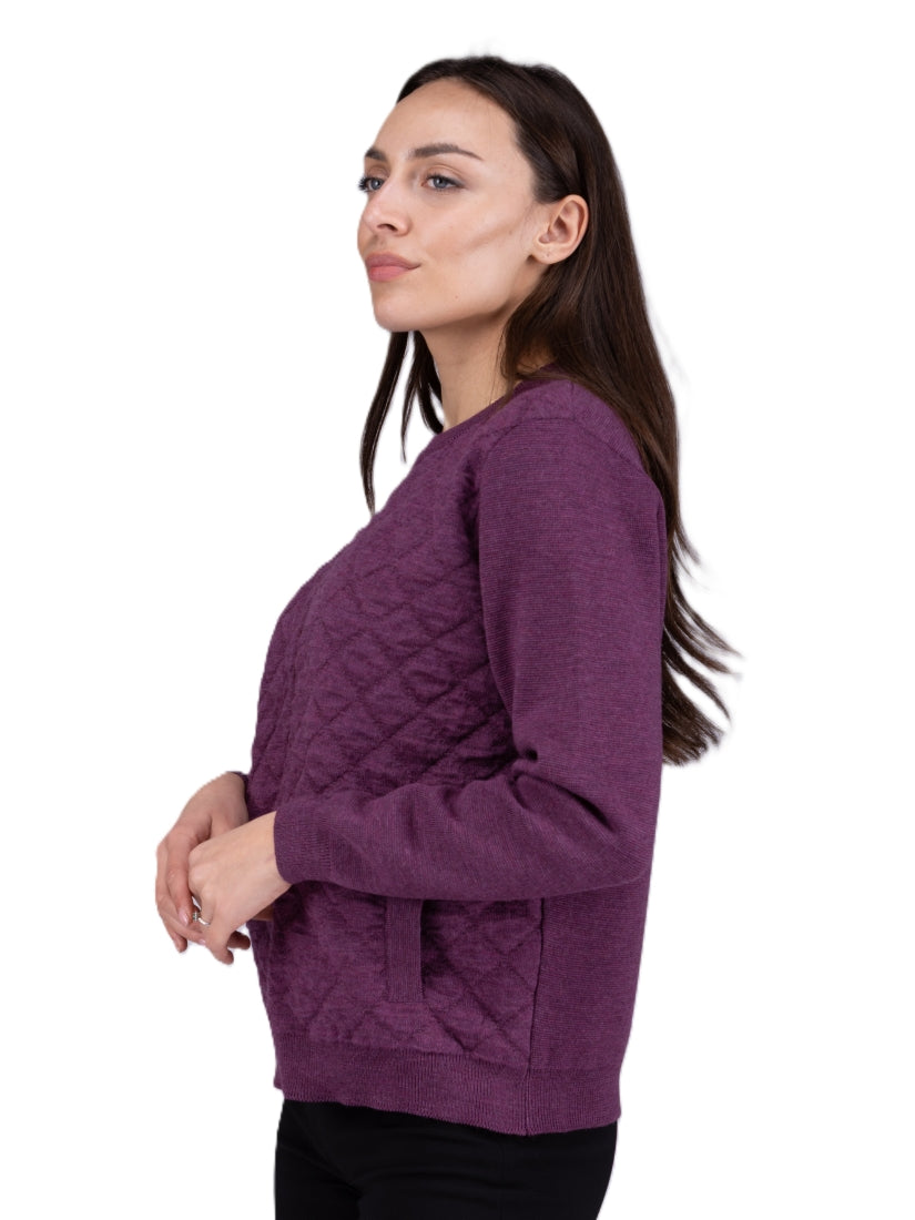 Quilted Merino Zip Jacket Thistle (purple)