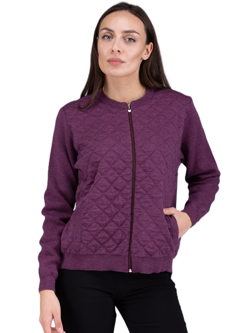 Quilted Merino Zip Jacket Thistle (purple)