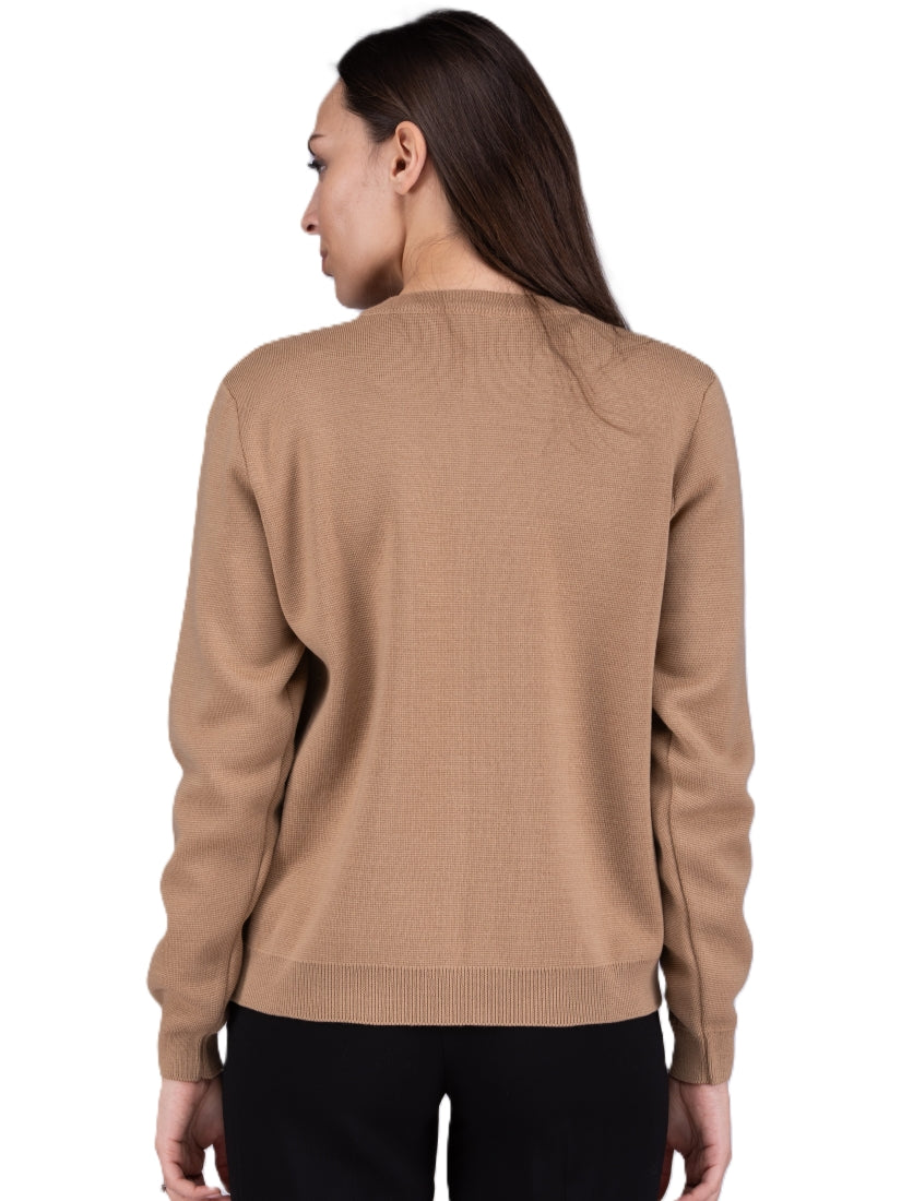 Quilted Merino Zip Jacket Camel back