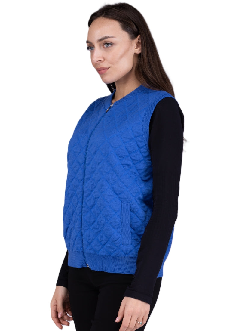 Quilted Merino Zip Sleeveless Vest