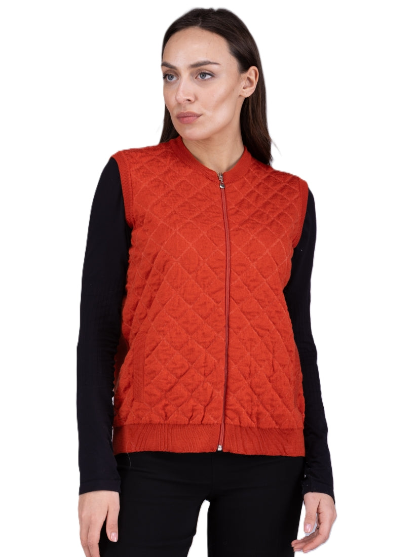 Quilted Merino Zip Sleeveless Vest