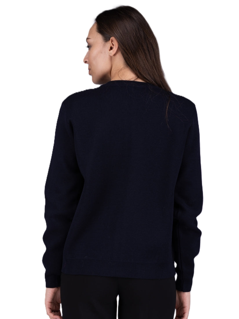 Quilted Merino Zip Jacket Dark Navy Back