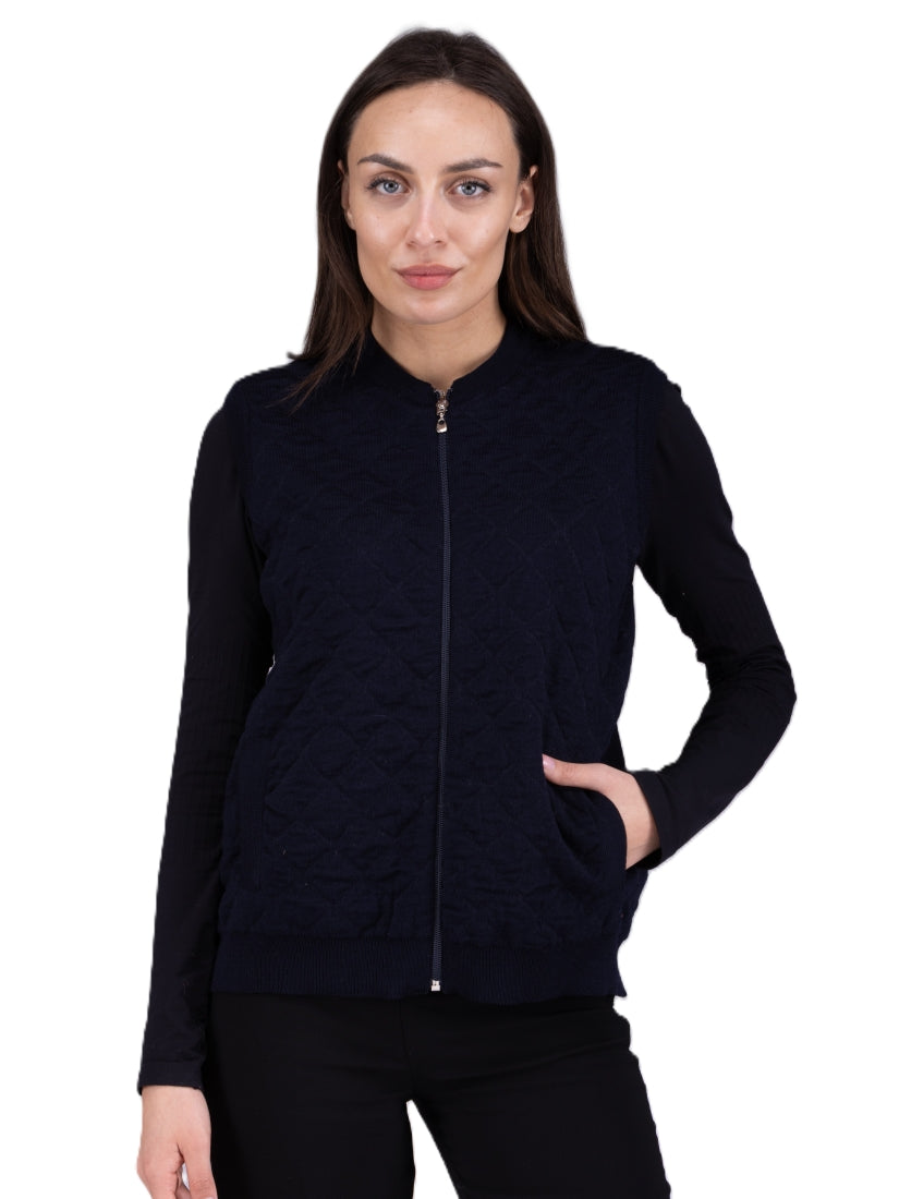 Quilted Merino Zip Sleeveless Vest