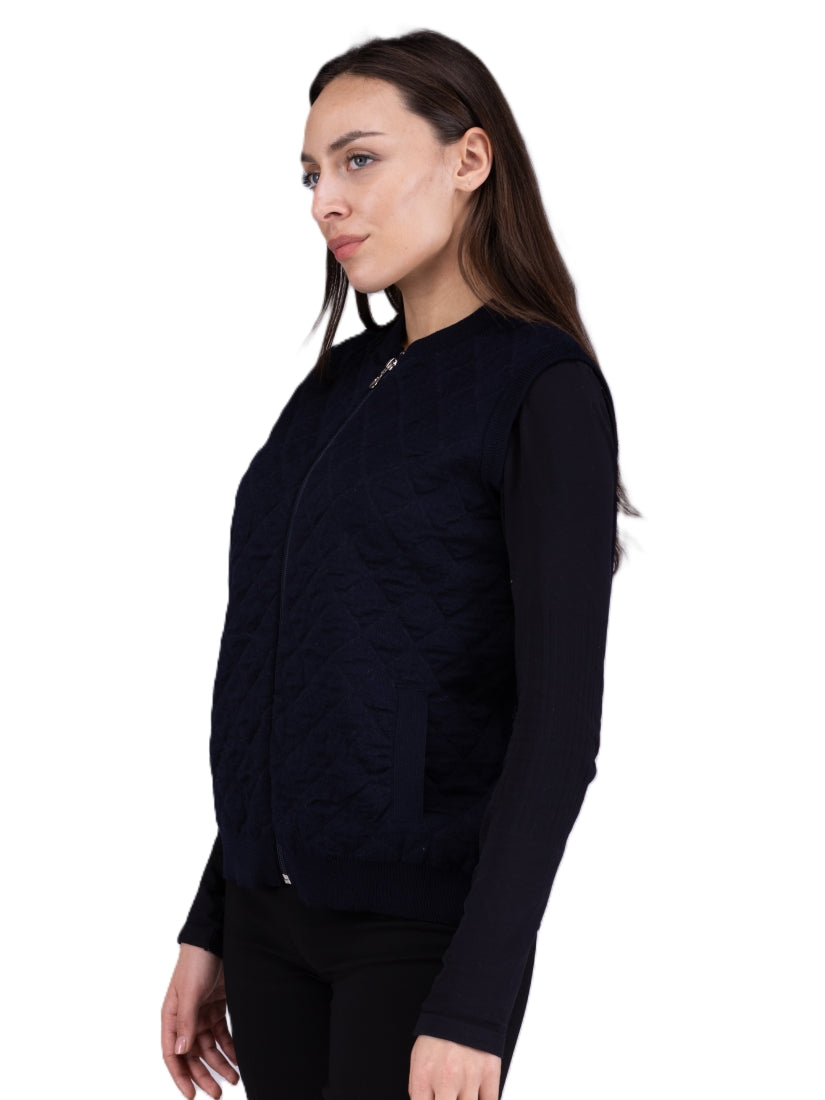 Quilted Merino Zip Sleeveless Vest