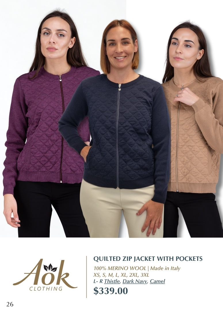 Quilted Merino Zip Jacket