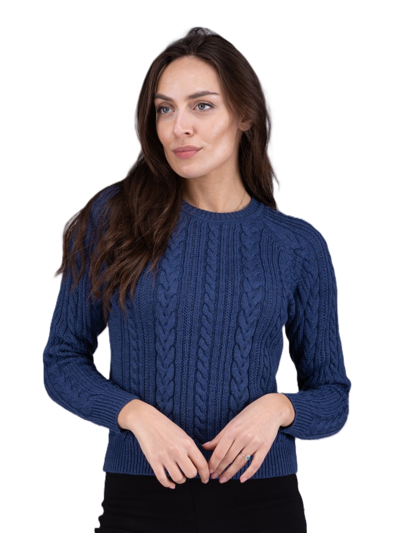 Merino wool Blue Jumper with cable knit