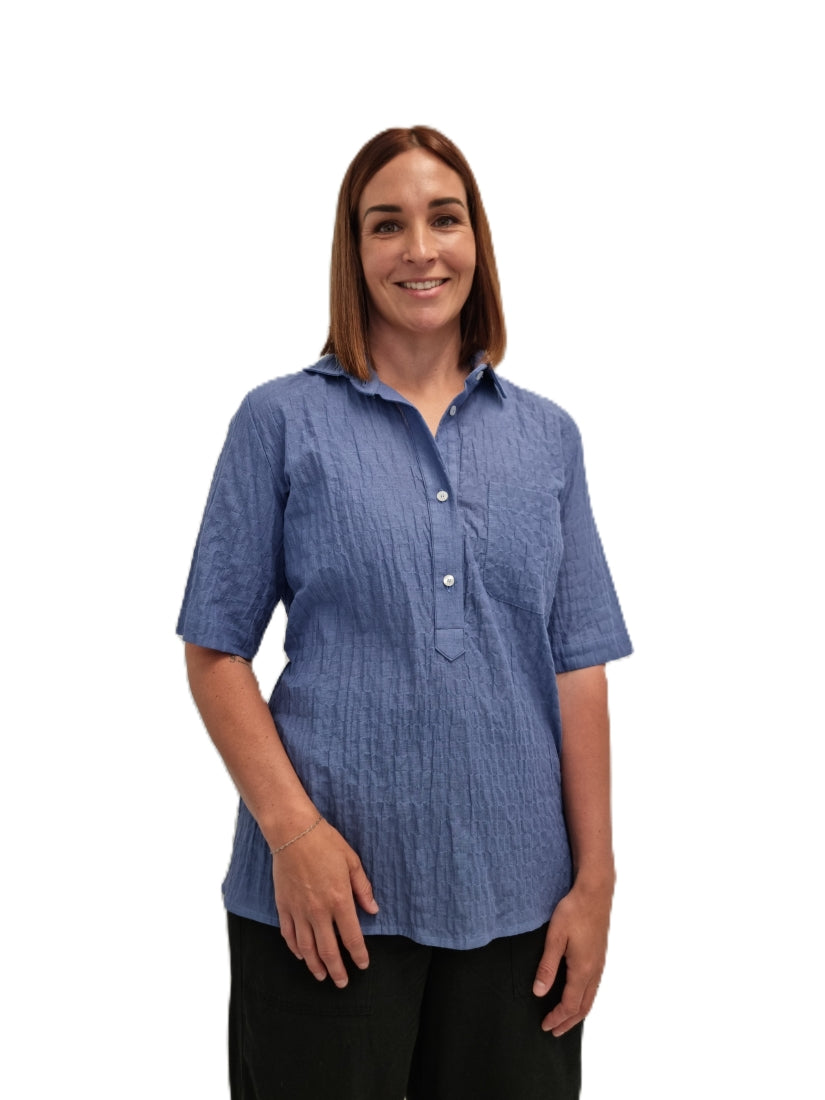 Wedgewood Blue Cotton Sorrento Shirt from AOK Clothing