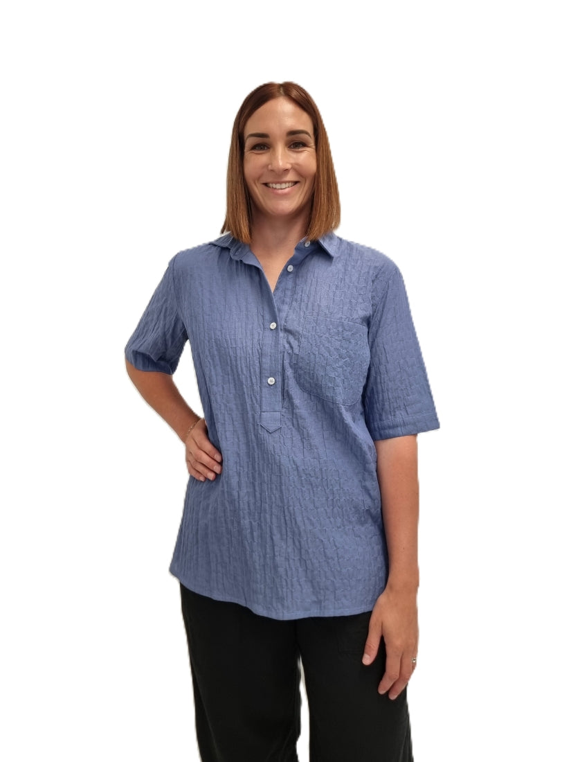 Wedgewood Blue Cotton Sorrento Shirt from AOK Clothing