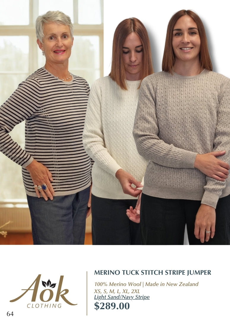 Merino Tuck Stitch Stripe Jumper