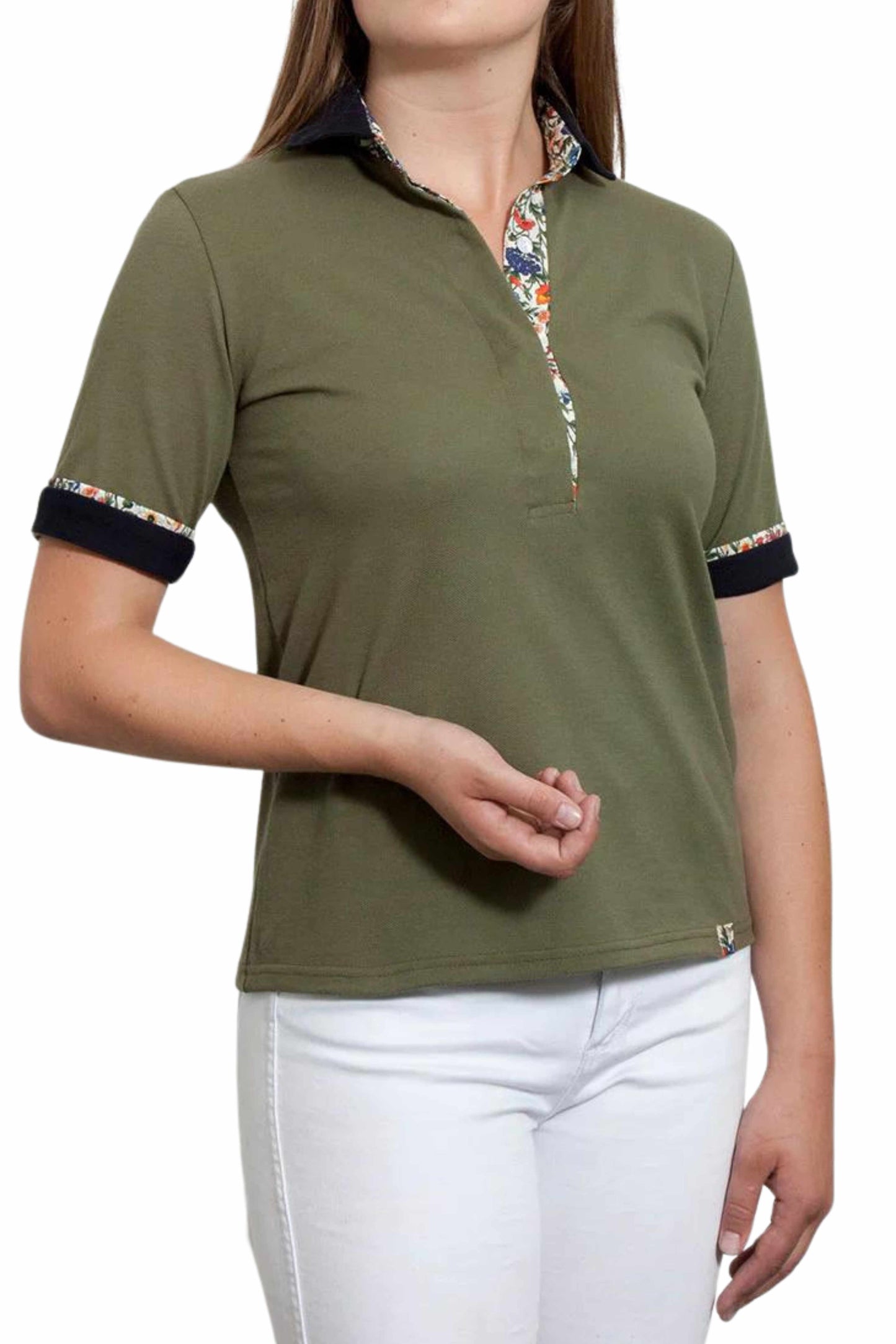 100% Cotton Liberty Trimmed Polo Top