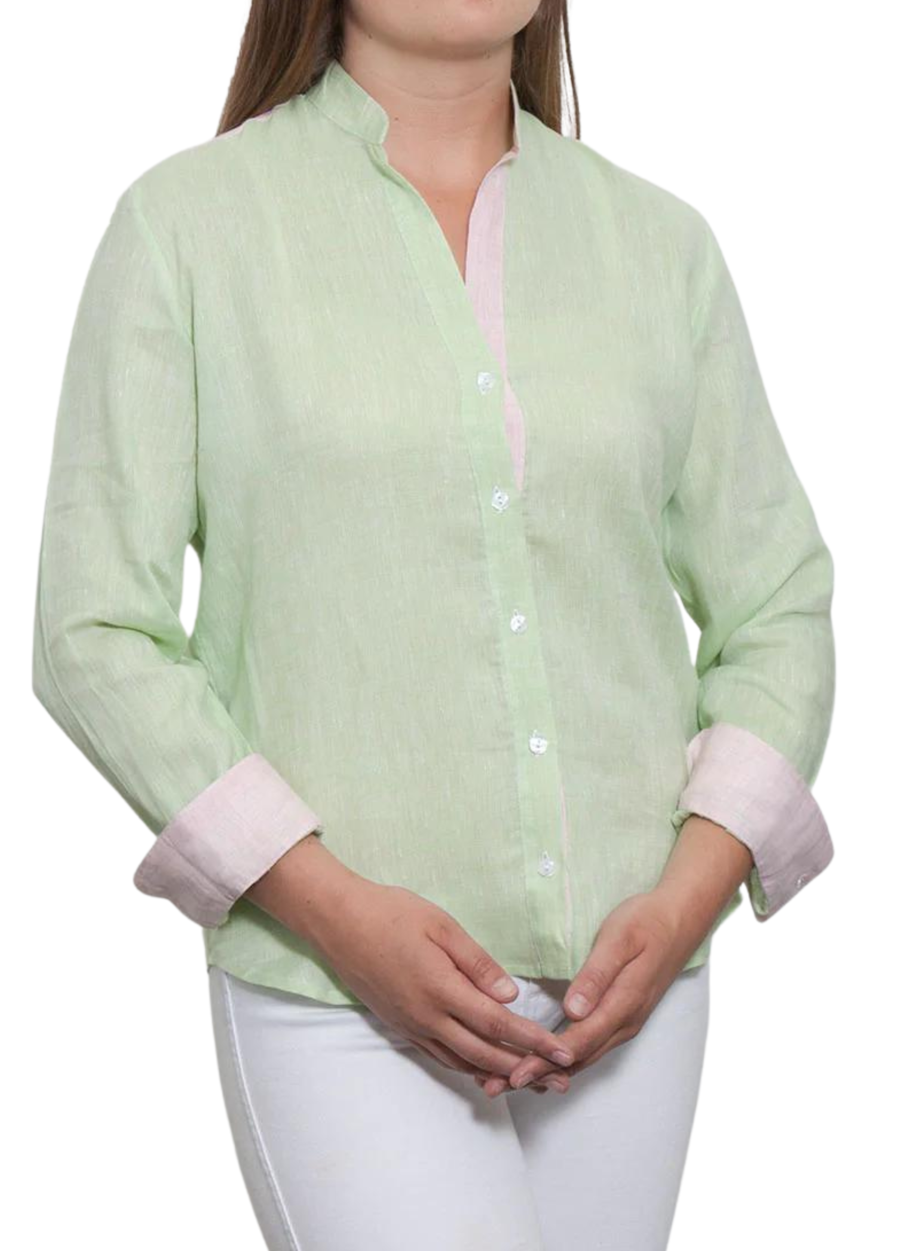 Apple and soft pink linen blouse AOK Clothing