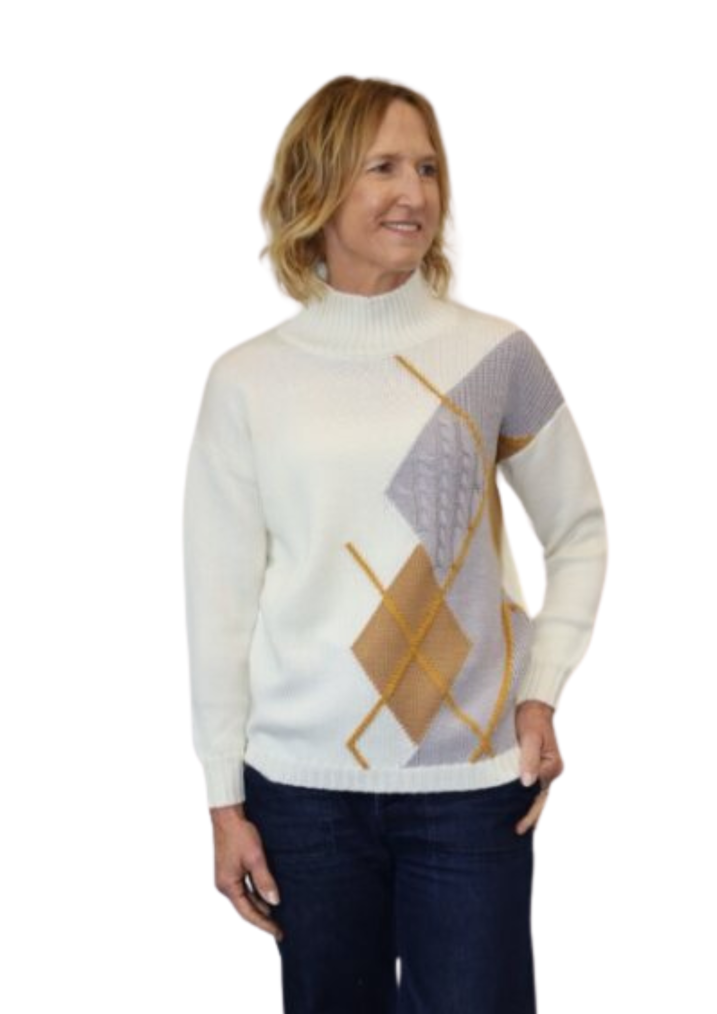 Multi Texture Argyle 100% Merino Jumper - Made in Italy