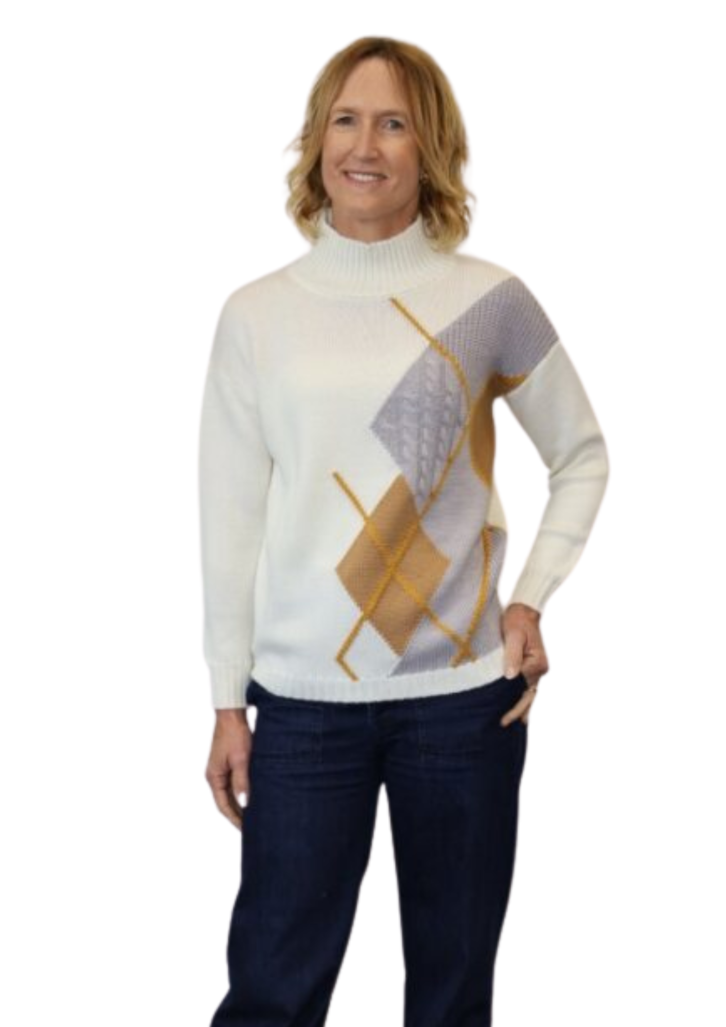 Multi Texture Argyle 100% Merino Jumper - Made in Italy