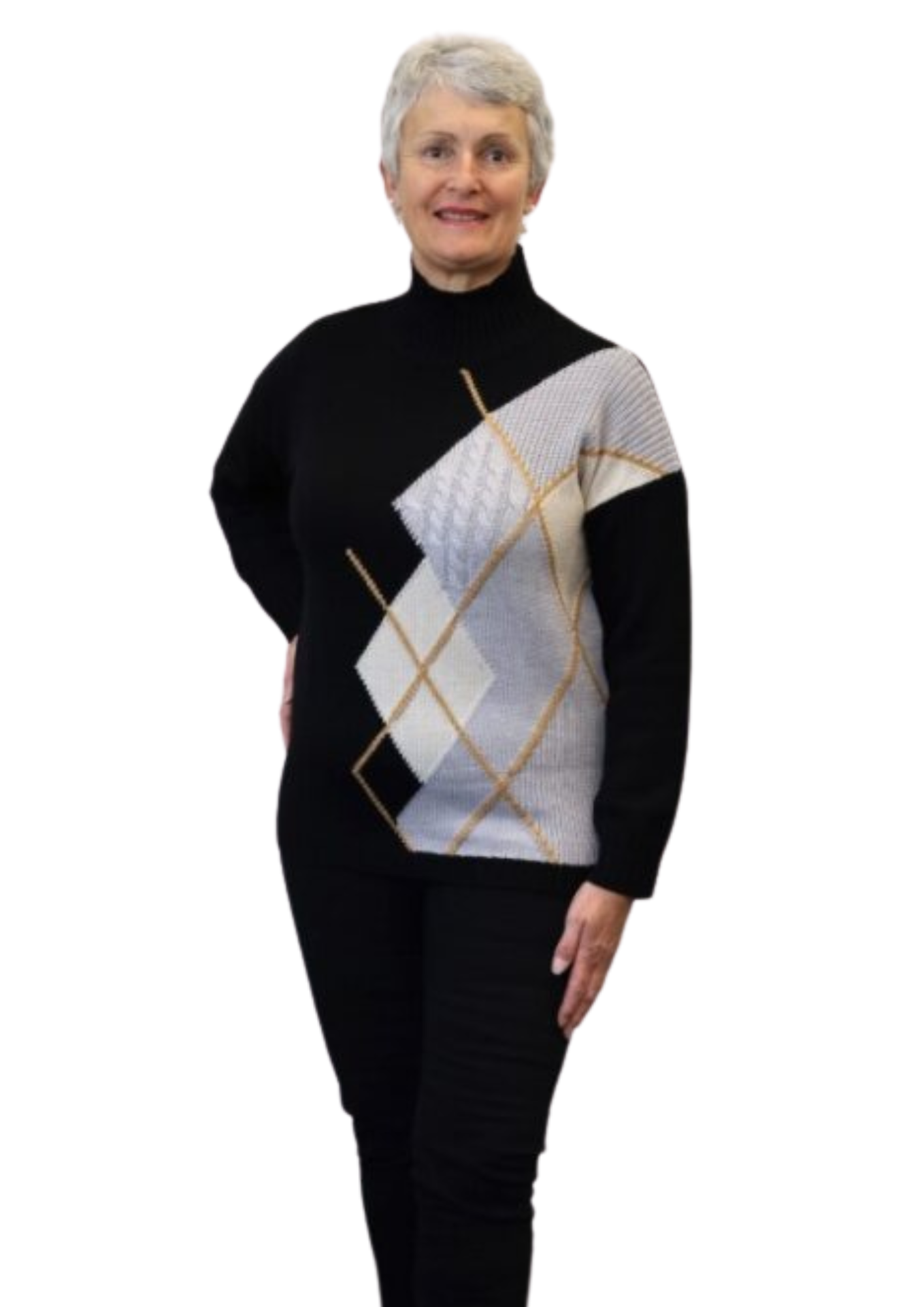 Multi Texture Argyle 100% Merino Jumper - Made in Italy