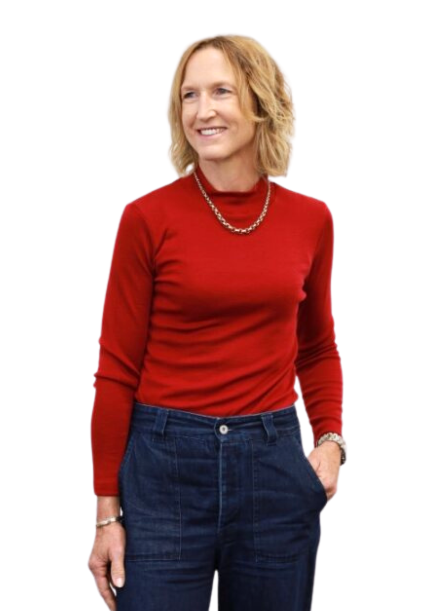 Merino turtle neck jumper poppy