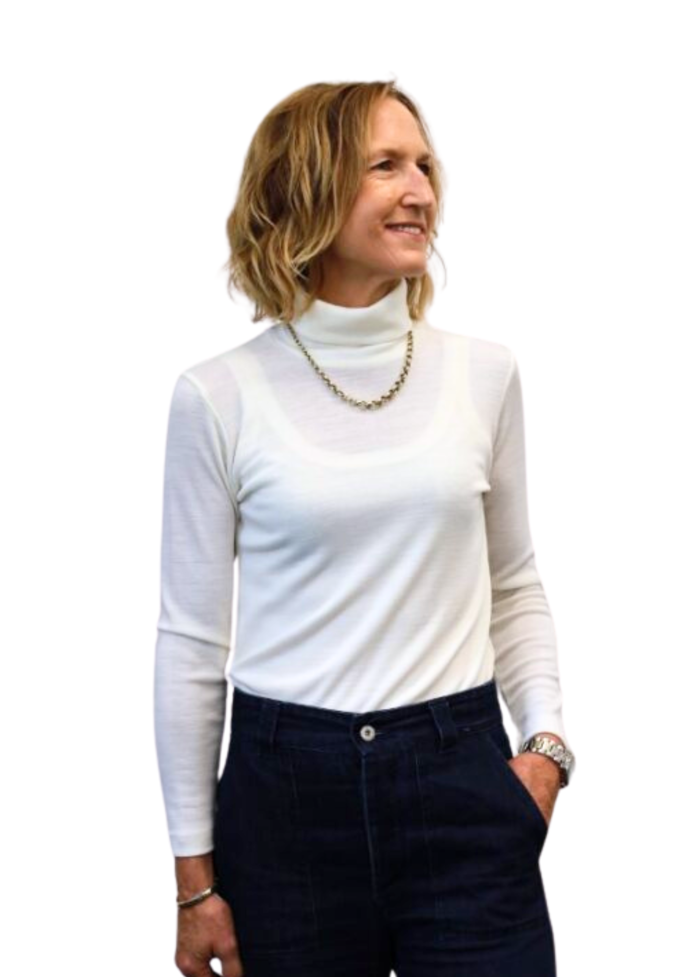 Merino turtle neck jumper white