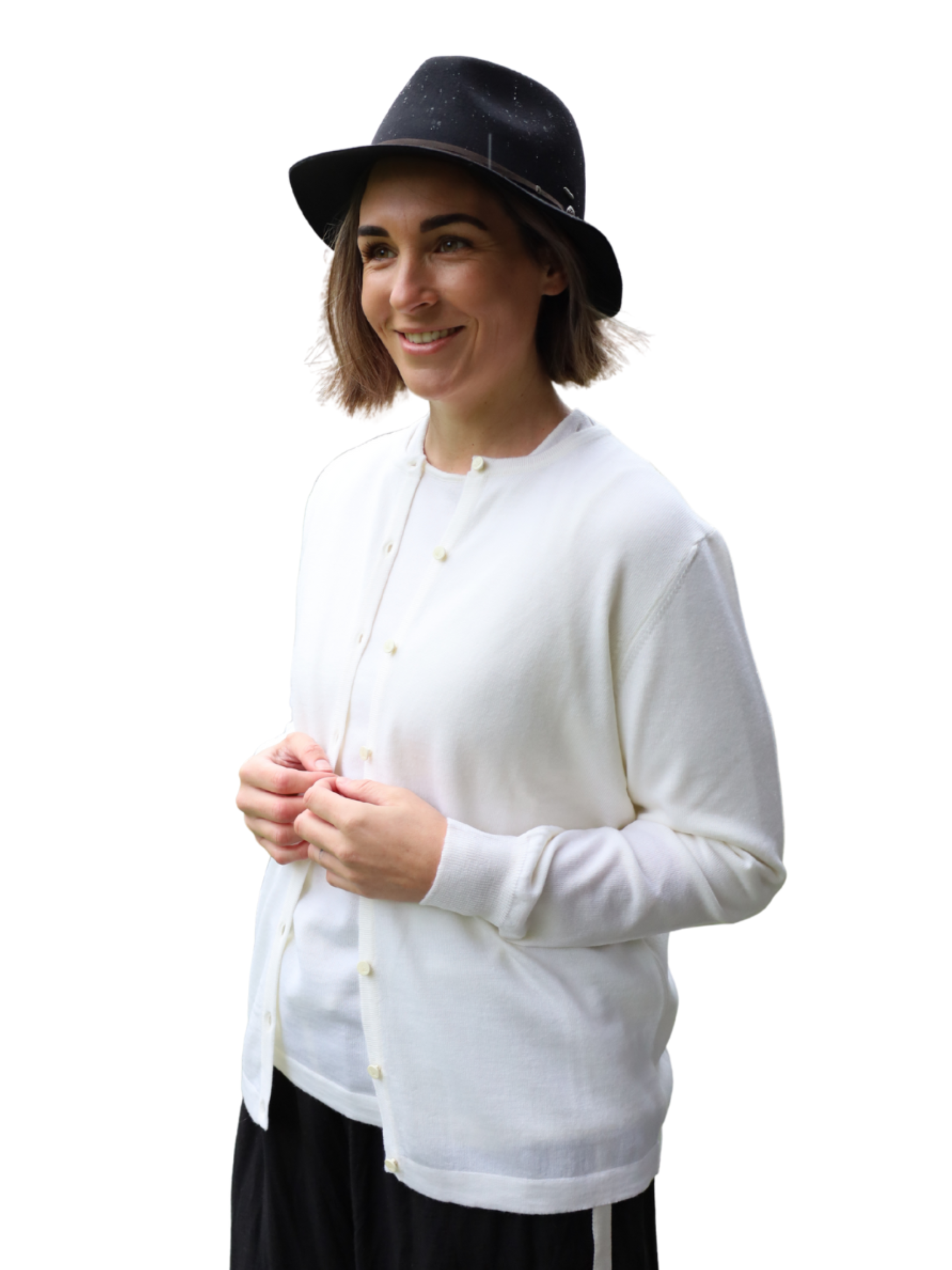 merino classic button to neck crew natural