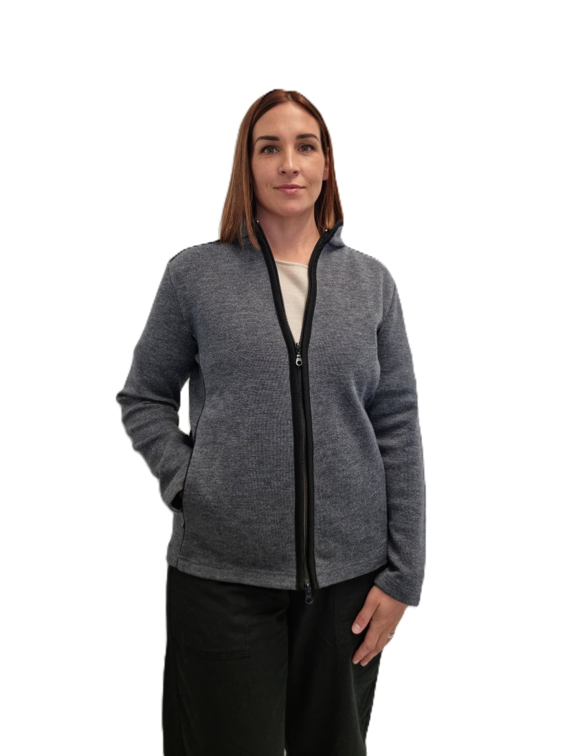 Women's Zip Thru Merino Jacket silver