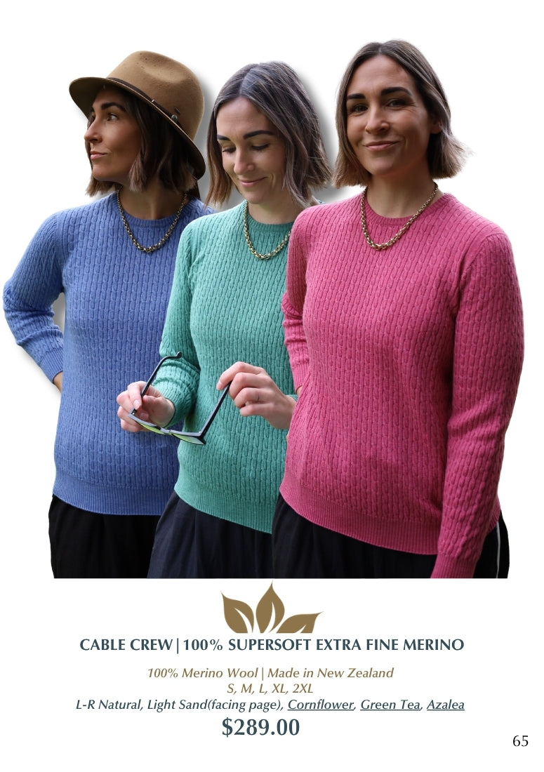 100% Supersoft Extra Fine Merino Cable Crew